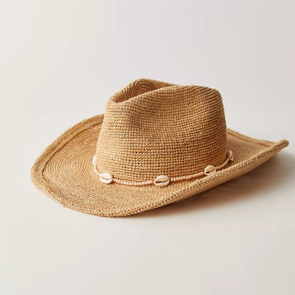 Wyeth Reed Shell Trim Band Straw Rancher Hat - Picture 4 of 13